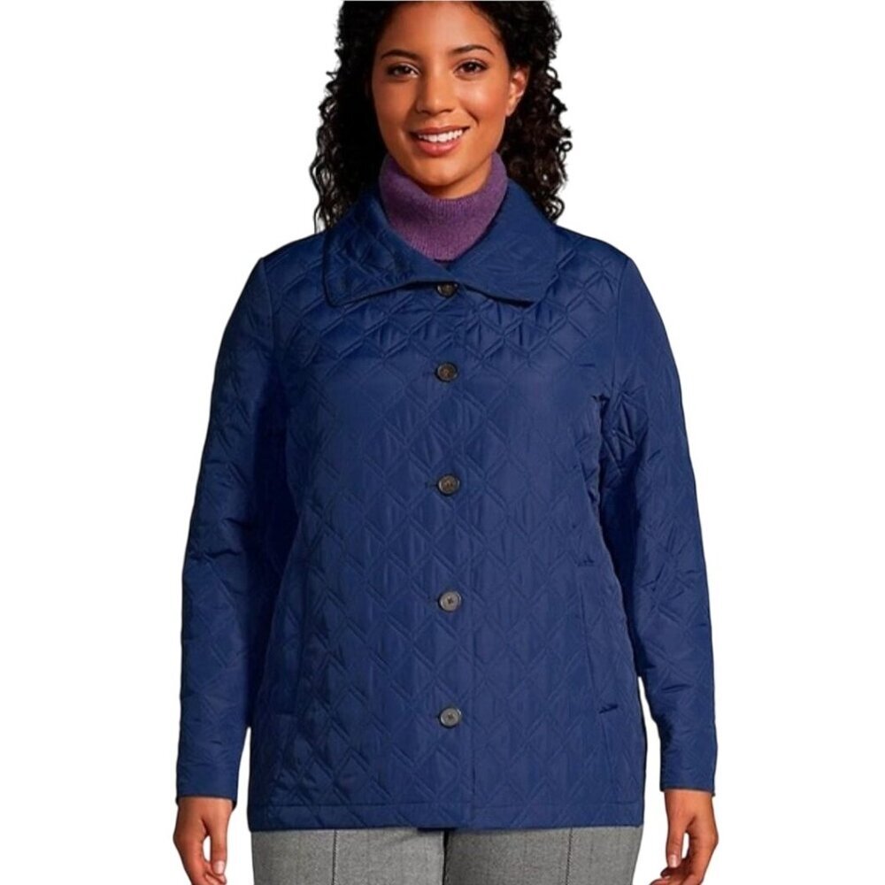Lands' End Navy Quilted Primaloft Plussize Petite Classic Jacket Size 2XP
